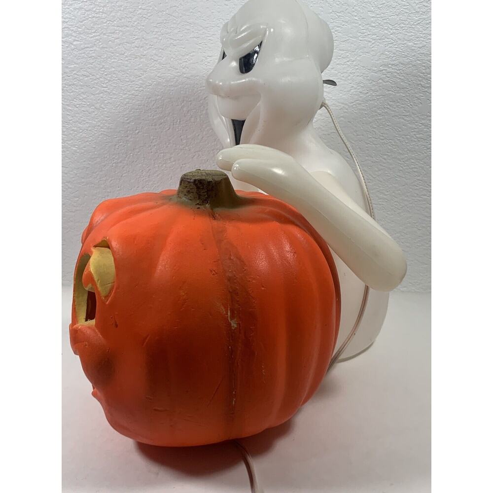 Vintage Seasons by Zanders Ghost Pumpkin Halloween 14" Plastic Blow Mold Light - Picture 6 of 10